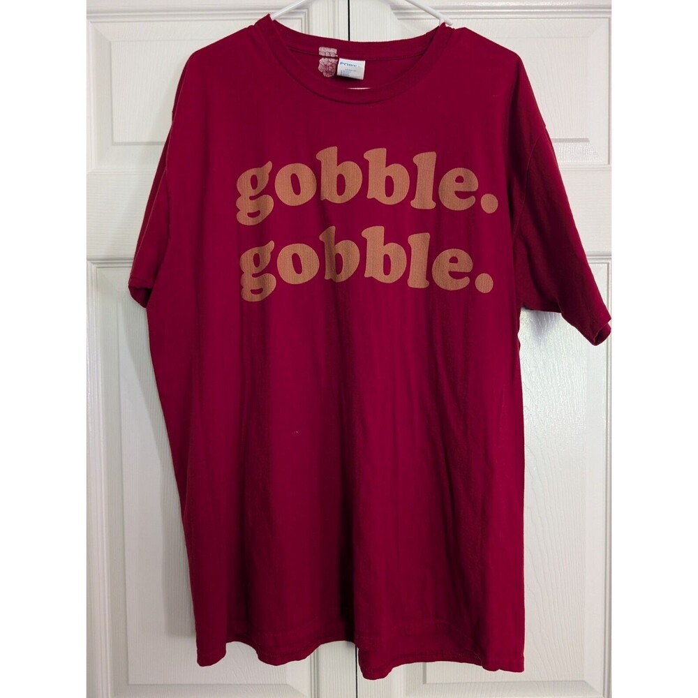 Gobble Gobble Tshirt XL Turkey Trot Unisex Red Thanksgiving